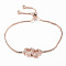 Adjustable Brass Micro Pave Cubic Zirconia Slider Bracelets, Bolo Bracelets, Interlocking Heart with Infinity, Rose Gold, 10-1/4 inch(260mm), 1.2mm