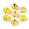 Handmade Foil Lampwork Beads, Round, Yellow, 10mm, Hole: 1.2~4mm