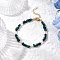 Natural Malachite Chip Beaded Bracelets for Women, with 304 Stainless Steel Chain Extenders and Glass Bead, 7-3/8 inch(18.6cm)