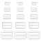 15Pcs 5 Style 304 Stainless Steel Slider Buckles, Adjustable Buckle Fasteners, for Strap Leathercraft Bag Belt, Rectangle, Stainless Steel Color, 13~31.5x19~47x2mm, 3pcs/style