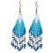 3Pair 304 Stainless Steel Boho Dangle Earrings, with Glass Beads, Golden, Deep Sky Blue, 68x30mm