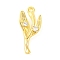 Brass Pave Clear Cubic Zirconia Pendants, Leaf, Real 18K Gold Plated, 21x9x3mm, Hole: 1.5mm