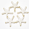 Spray Painted Alloy Pendants, Starfish/Sea Stars, Light Gold, White, 29x27x3mm, Hole: 2mm
