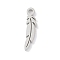 Non-Tarnish 304 Stainless Steel Charms, Laser Cut, Stainless Steel Color, Feather, 12.5x3x1mm, Hole: 1mm