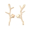Brass Pendants, Cadmium Free & Nickel Free & Lead Free, Branch with Bird Charm, Real 18K Gold Plated, 35.5x15x2mm, Hole: 1.2mm