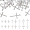 32Pcs 8 Styles Religion Themed Alloy Pendants, with Crystal Rhinestone, Cross Charms, Platinum, 25~34x15~21x2~4mm, Hole: 1.8~2.3mm, 4Pcs/style