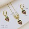 Brass Micro Pave Cubic Zirconia Pendant Necklaces & Hoop Earrings Sets, with Enamel, Strawberry, Earrings: 33x12mm