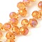 Electroplate Glass Beads Strands, Teardrop, Dark Orange, 10~11x8mm, Hole: 1mm, about 93pcs/strand, 62cm
