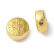 304 Stainless Steel Beads, Flat Round with Flower, Golden, 6.5x3.5mm, Hole: 1mm