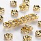Brass Grade A Rhinestone Spacer Beads, Wavy Edge, Rondelle, Nickel Free, Golden, Crystal, 8x3.8mm, Hole: 1.5mm