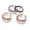Cubic Zirconia Cuff Rings, Open Rings, with Brass Findings, Mixed Color, Size 6, 16mm