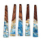 Transparent Resin & Walnut Wood Big Pendants, with Gold Foil, Trapezoid Charms, Cornflower Blue, 69.5x10x3.5mm, Hole: 2mm