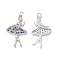 Brass Micro Pave Cubic Zirconia Pendants, Cadmium Free & Nickel Free & Lead Free, with Jump Ring, Girl Charms, Platinum, 30.5x18x3mm, Hole: 3.2mm