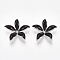 Brass Charms, with Enamel, Flower, Nickel Free, Real Platinum Plated, Black, 22.5x24x5.5mm, Hole: 1~1.6mm