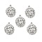 Alloy Rhinestone Pendants, Platinum Tone Hollow Out Flat Round with Rose Charms, Crystal, 16.5x13.5x2.5mm, Hole: 2mm