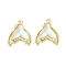 Rack Plating Alloy Pendants, with Rhinestone and Glass, Fishtail, Light Cyan, 17x14x5mm, Hole: 1.2mm
