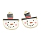 Alloy Enamel Pendants, Christmas Snowman, White, Light Gold, 21x16x1mm, Hole: 1mm