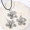 Flower Alloy Dangle Earrings & Wax Cord Pendant Necklaces Sets for Women, Antique Silver, 460mm