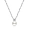 Sterling Silver Imitation Pearl Round Pendant Necklaces, with Clear Cubic Zirconia, Platinum, 13.78 inch(35cm)