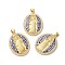 Rack Plating Brass Cubic Zirconia Pendans, with Enamel & Shell, Long-Lasting Plated, Lead Free & Cadmium Free, Real 18K Gold Plated, Jesus, Real 18K Gold Plated, 30x23x4mm, Hole: 5x4mm