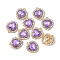 Alloy Rhinestone Charms, Heart, Light Gold, Light Amethyst, 18x16x5mm, Hole: 1.4mm