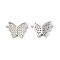 Brass Micro Pave Clear Cubic Zirconia Connector Charms, Cadmium Free & Nickel Free & Lead Free, Butterfly Links, Platinum, 9.5x13x2mm, Hole: 1mm