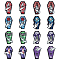 16Pcs 8 Styles Opaque Printed Acrylic Pendants, for Halloween, Coffin with Vampire Hand Charm, Eye/Goblet/Skull/Rose/Butterfly/Snake/Spider/Perfume Bottle Pattern, Mixed Color, 41.5~43x23.5~27.5x2~3mm, Hole: 2mm, 2pcs/style