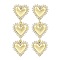 Rack Plating Heart Brass Pave Clear Cubic Zirconia Stud Earrings, Long-Lasting Plated, Lead Free & Cadmium Free, Real 18K Gold Plated, 32x10mm