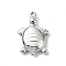 Anti-Tarnish 304 Stainless Steel Pendants, Tortoise Charm, Stainless Steel Color, 15x10x4mm, Hole: 1mm