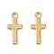 Brass Charms, Cross, Long-Lasting Plated, Nickel Free, Real 18K Gold Plated, 11x5x1mm, Hole: 1.2mm