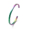 Ion Plating(IP) 304 Stainless Steel Cuff Bangles, Rainbow Color, 2-1/4x1-5/8 inch(5.7x4cm), 4mm
