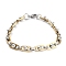 PVD Vacuum Plating 201 Stainless Steel Link Chain Bracelet, 304 Stainless Steel Clasps, Golden & Stainless Steel Color, 9 inch(22.7cm)