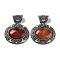 Natural Red Agate Pendants, with Antique Silver Tone Alloy Findings and Enamel, Oval, 54x59.5x15mm, Hole: 13x11mm