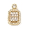Rack Plating Brass Micro Pave Cubic Zirconia Pendants, Long-Lasting Plated, Lead Free & Cadmium Free, Real 18K Gold Plated, Rectangle, Clear, 19x11.5x5mm, Hole: 2.3mm