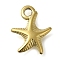 Ion Plating(IP) 304 Stainless Steel Pendants, Starfish Charm, Real 18K Gold Plated, 15.5x13x3mm, Hole: 2mm