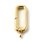 Brass Spring Gate Rings, Long-Lasting Plated, Lead Free & Cadmium Free, Rack Plating, Rectangle, Real 18K Gold Plated, 19x7x3mm, Hole: 1.2mm
