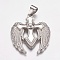304 Stainless Steel Pendants, with Rhinestone, Wing with Cross, Stainless Steel Color, 39x49x5mm, Hole: 7x9mm