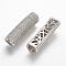 Brass Micro Pave Cubic Zirconia Tube Beads, Tube, Large Hole Beads, Hollow, Clear, Platinum, 30x8.5x8mm, Hole: 5mm