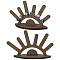 2Pcs Sun Rise Shaped Wooden Ring Display Stands, Sienna, 10.5x14.4x8.2cm