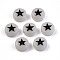 Luminous Acrylic Beads, Flat Round, Star, Black, 7x4mm, Hole: 1.5mm, about 3700pcs/500g