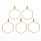 PVD Vacuum Plating 304 Stainless Steel Wire Pendants, Hoop Earring Findings, Hexagon, Real 18K Gold Plated, 22 Gauge, 40x30x0.6mm, Hole: 1.2mm