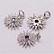 Brass Micro Pave Cubic Zirconia Charms, Flower, Lead Free & Nickel Free & Cadmium Free, Real Platinum Plated, 15x13x3mm, Hole: 3mm