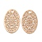 Long-Lasting Plated Brass Filigree Pendants, Oval Charms, Cadmium Free & Nickel Free & Lead Free, Light Gold, 15x9.5x0.3mm, Hole: 1.5mm