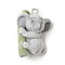 Flocky Resin Pendants, Koala with Bamboo, with Platinum Iron Loop, Silver, 28x20x14mm, Hole: 2mm