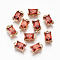 Brass Glass Rhinestone Pendants, Long-Lasting Plated, Cadmium Free & Lead Free, Rectangle, Light Gold, Hyacinth, 10x6x4.5mm, Hole: 1.4mm