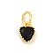 Brass Micro Pave Cubic Zirconia Pendants, Heart Charms, Rack Plating, Long-Lasting Plated, with Jump Ring, Black, 9x7x3.5mm