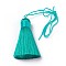 Polyester Tassel Big Pendants, Ice Silk Tassel, Medium Turquoise, 50~57x12mm