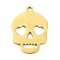 304 Stainless Steel Pendants, Laser Cut, Skull Charm, Golden, 19x14x1mm, Hole: 1.4mm