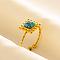 Square Synthetic Turquoise Finger Rings, 304 Stainless Steel Cuff Ring for Unisex, Inner Diameter: 17mm