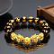 Natural Obsidian & Pi Xiu Stretch Bracelet, Om Mani Padme Hum Bracelet, Golden